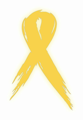 Yellow Childhood Cancer Awareness Yellow-Gold Ribbon | Car Window Sticker Decal