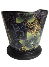 Vaso Chachepot in Ceramica Artistica Made in Italy Fiori Decoro Oro e Platino