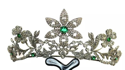 Diamante taglio rosa 14,30 ct argento sterling 925 look antico smeraldo matrimonio diadema - Foto 1 di 12