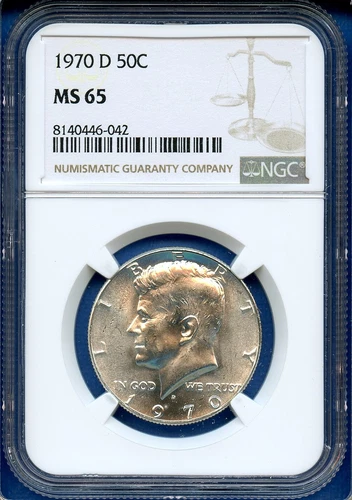 1970 D NGC MS65 Kennedy Half Dollar 50c Silver US Mint Key Date Coin 1970-D
