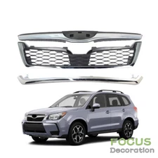 Chrome Grill For 2014-2018 Subaru Forester Front Upper Bumper Grille Assembly
