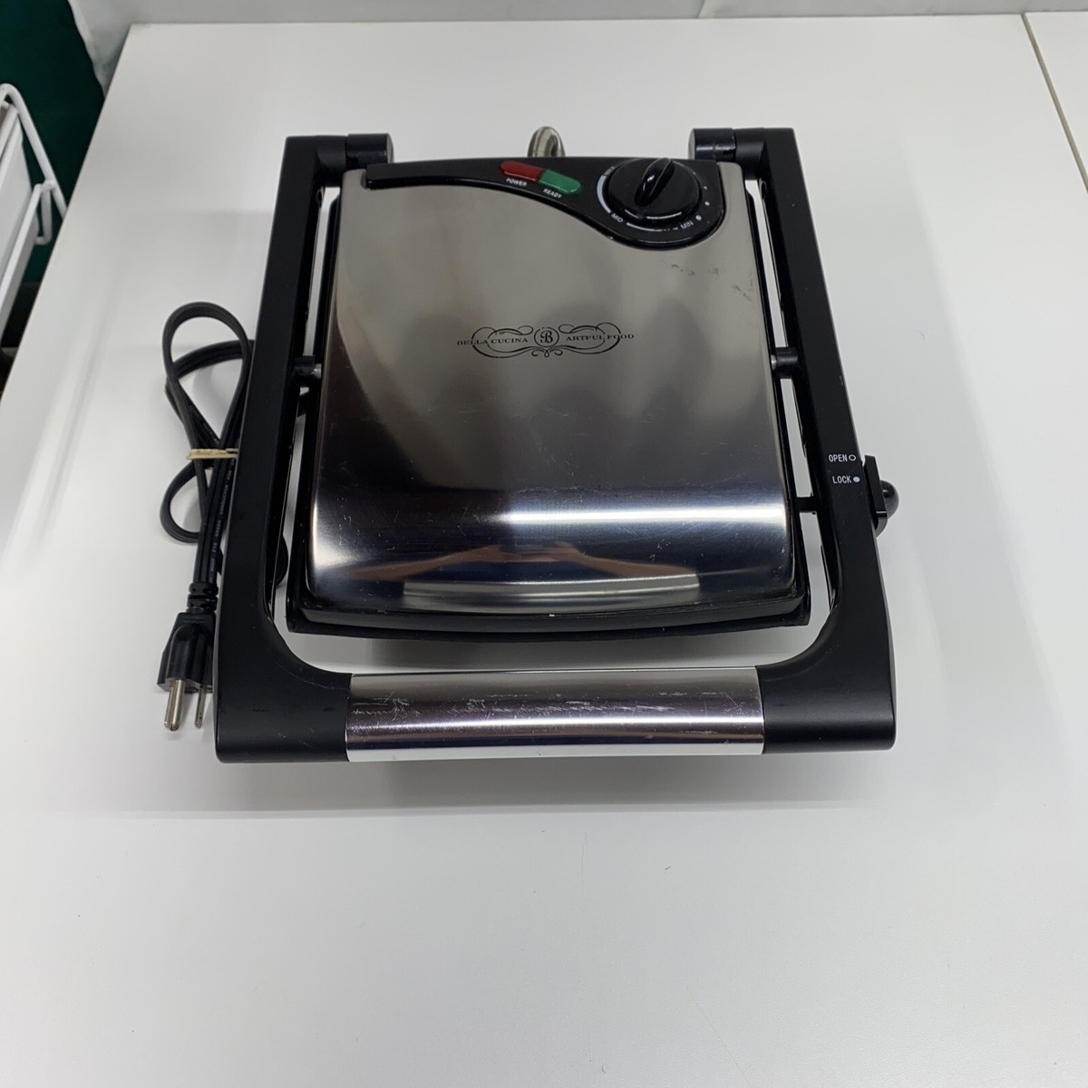 Bella Cucina Artful Food Electric Panini Grill Sandwich Press SW-21 TESTED