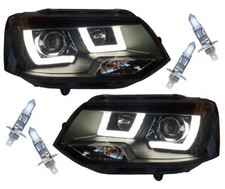 TAGFAHRLICHT SCHEINWERFER für VW T5 Bus TRANSPORTER 09-15 SCHWARZ inkl. 4x H1