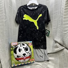 PUMA Boys 2pc Shorts t-shirt shorts Set Size 5 AND Soccer Ball Included