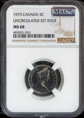 1975 Canada 5 Cents 5C NGC MS68 MAC - Quality