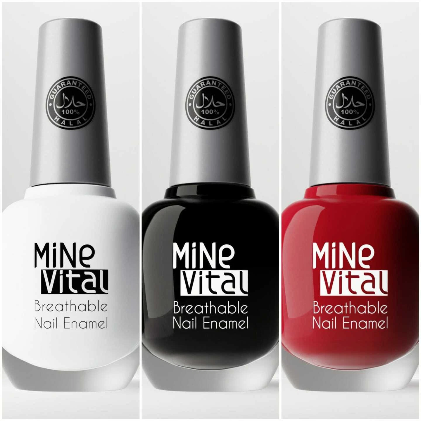 Halal / Vegan Nail Polish Set. Three Colours. One Deal !