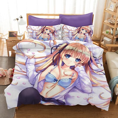 3D Mädchen Anime Sexy Muster Quilt Cover Set Bettwäsche Sets Kissenbezüge 64