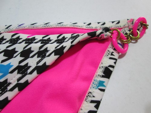 Xhilaration Womens Size M Bikini Bottom Black/White Ring Side Houndstooth Print - Picture 3 of 4