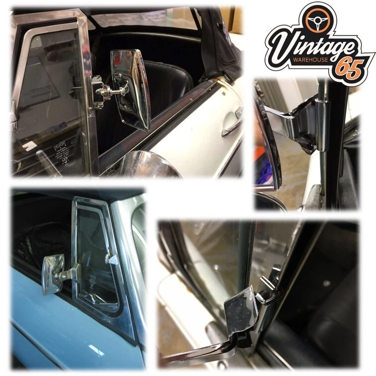 Classic Car Overtaking Mirror Adjustable Stainless Steel Quarter Light Mount - Image 3 of 3