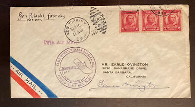 EARLE OVINGTON 1st US Air Mail Pilot, Early Air Racer Autographed FDC