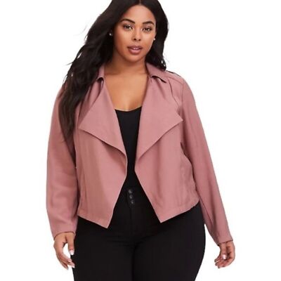 Torrid Blazer Drape Front Jacket Twill Blazer Mauve Pink Blazer