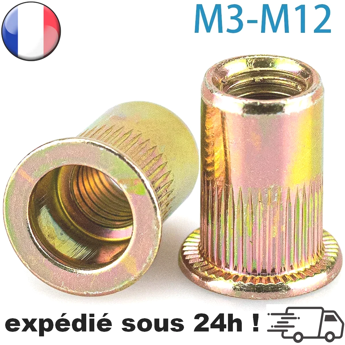 24 Écrous Inserts Filetés M6x17mm – Pour Meubles Et Assemblage Hexagonal
