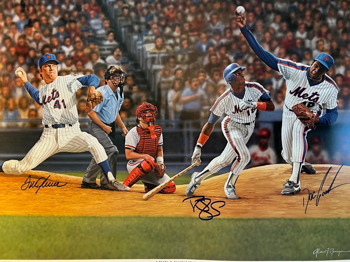 Tom Seaver Dwight Gooden Darryl Strawberry Signed Mets Legends