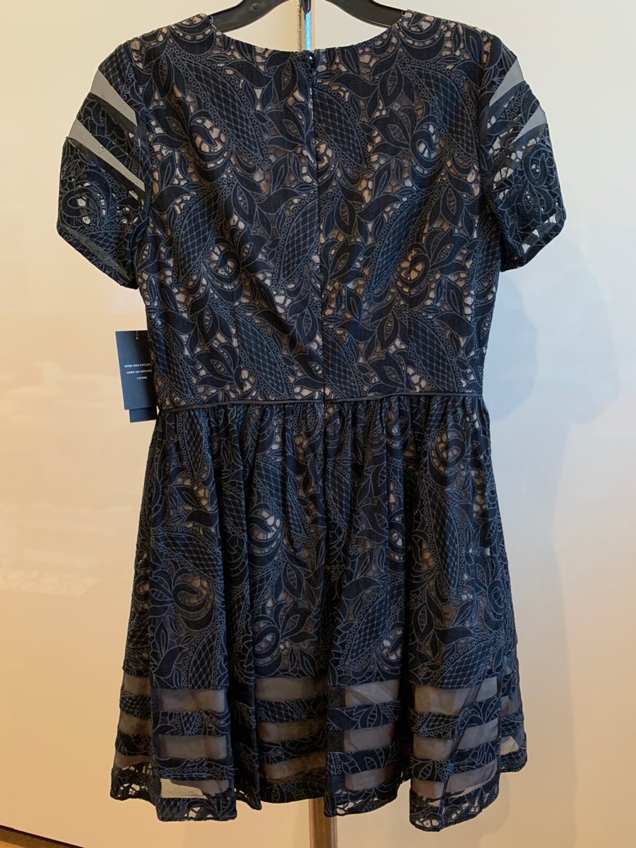 Aqua By Bloomingdales Black Embroidered Lace Overlay Dress SIZE 12 NWT |  eBay