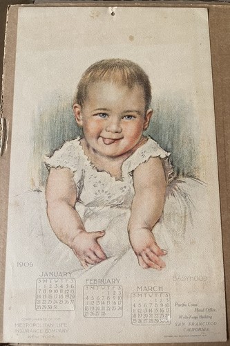 Advertising Calendar 1906 Metropolitan Life Insurance Babyhood Childhood Antique - Picture 2 of 7