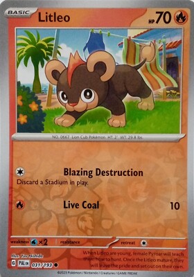31/1993 LITTLEO REVERSE HOLO PALDEA EVOLVED POKEMON KARTE