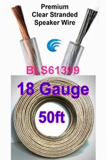 50' ft 18 Gauge Clear Stranded Speaker Wire Home Car Stereo Audio Cable Wiring