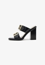 ALLSAINTS CAMILLE HEELED MULES IN BLACK LEATHER SIZE UK 6 / EU 39 *RRP £239