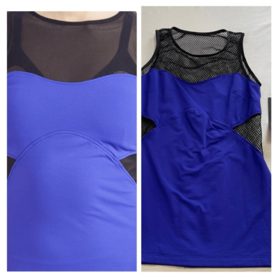 NWT MICHI Throttle Fine Mesh Indigo Purple Black Mesh Tank Top Size Medium New