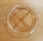 Vintage Mayfair Pink Depression Glass 4 Part Relish Dish Octagon Open Handles