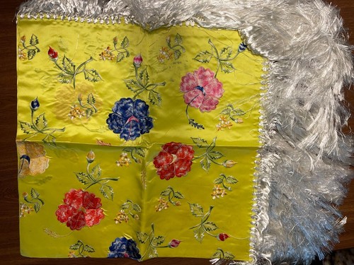 Embroidered Satin Square Table Topper with Satin Fringe *Each sold separately* - Picture 5 of 14