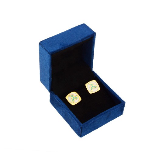 Vintage Blue Off-White Enamel Sterling Silver Round Shape Cufflinks Men's Gift - Picture 6 of 6