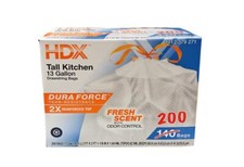 13 Gallon Drawstring Kitchen Trash Bags, Fresh Scent, 200 Count