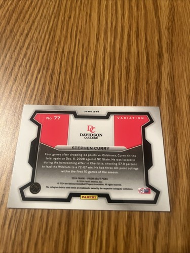 Stephen Curry 2024 Panini Prizm Draft Picks Red Cracked Ice Variation # 77 - Imagen 2 de 2