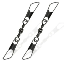 25~50Pcs Double Fishing Snap Swivels Stainless Steel Safety Snaps Fishing Swivel