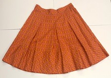 Talbots Petites Size 2P Coral Orange A-Line Skirt Pockets Pleated Midi EUC