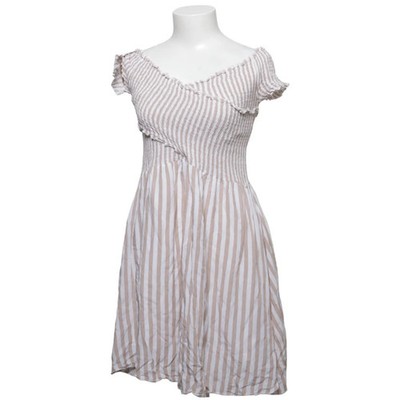 Kleid, Größe: L, Beige/Weiß, Baumwolle, Streifen, Damen #Dhg