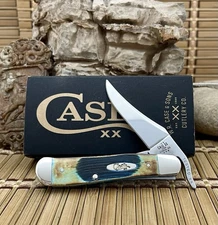 Case XX USA Hand Fired Sawcut Caribbean Blue Bone Russlock Pocket Knife