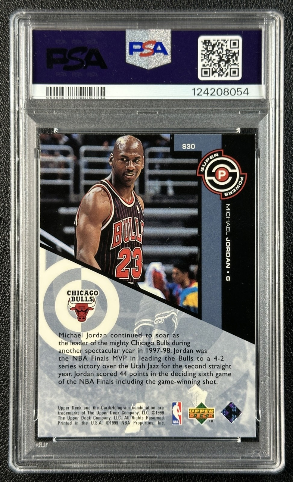 MICHAEL JORDAN PSA 7 1998-99 UPPER DECK #S30 SUPER POWERS BULLS 8054 view 2