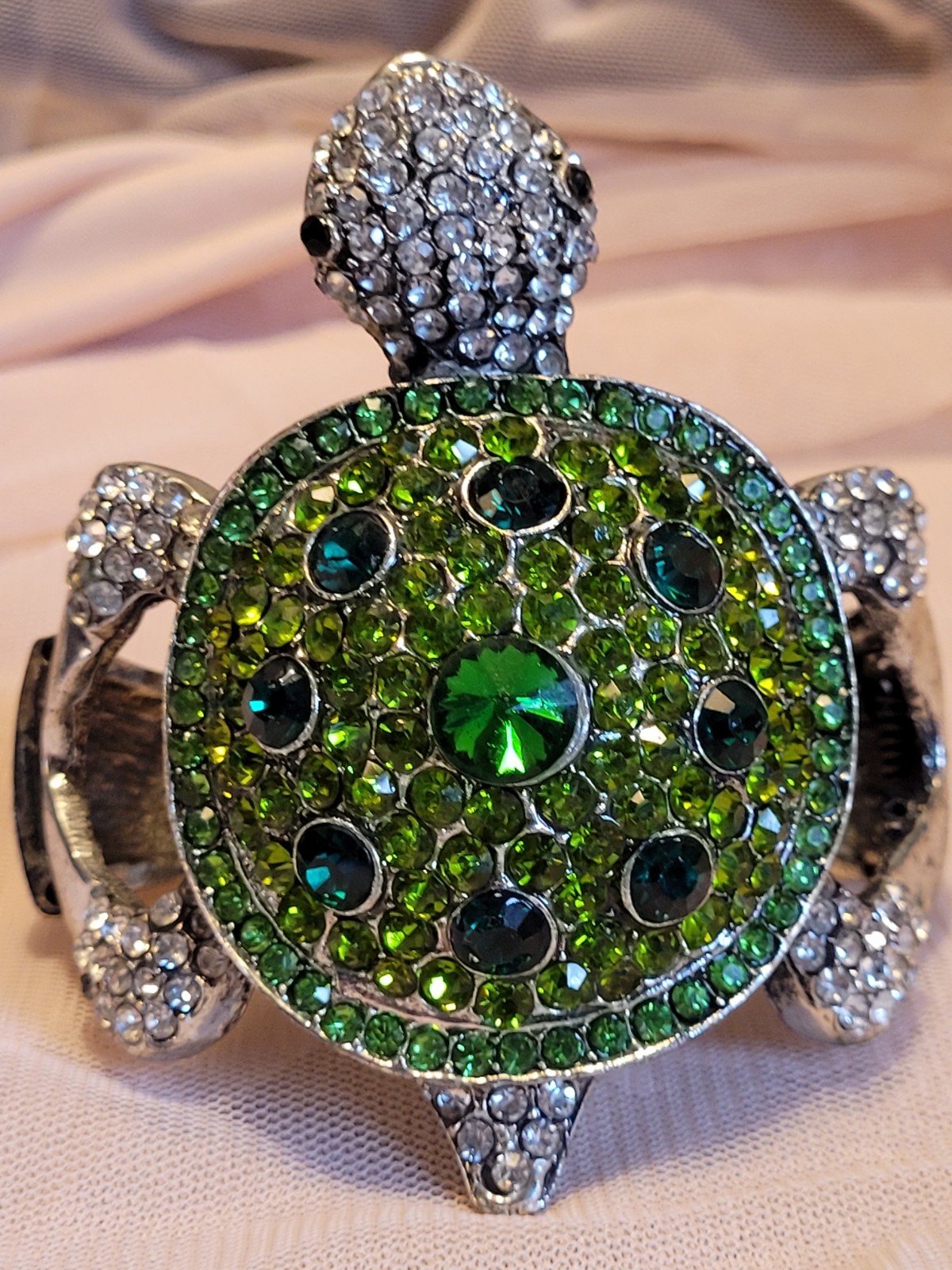 Rhinestone Statement  Sea Turtle Bracelet Clamper… - image 8