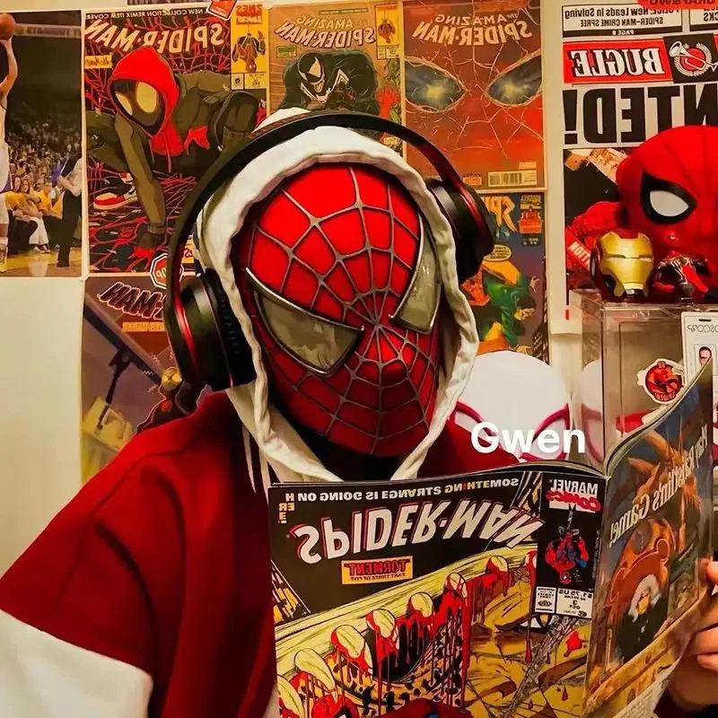 Spiderman Maske mit magnetischen Augen Stoff Superheld Geschenk Film TV - Bild 2 von 4