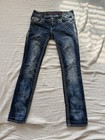 Rock Revival Berry Straight Jeans Rhinestones Distressed Dark Wash Size 26 — photo 2