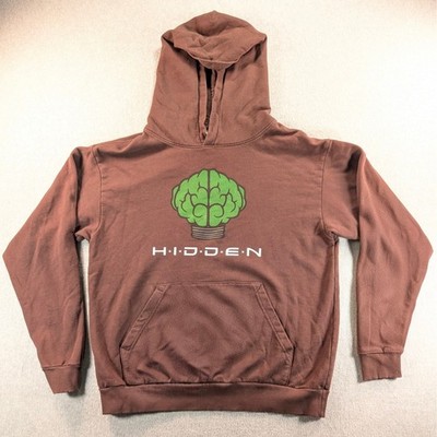 Hidden NY x N.E.R.D Light Bulb Hoodie Brown Hoodie Mens Medium Made in USA