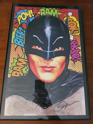 Adam West Batman 1966 Pop Art Print SIGNED by Billy Tucci Framed