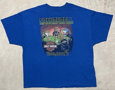 Harley Davidson T Shirt Dog Frog Corn Cannonball Terre Haute Size 4XL
