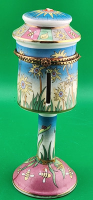Vintage Collectable Trinket Box ''Mailbox on Post'' w/slot Sunflower Bee Motif