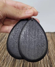 Teardrop Wooden Dangle Earrings   Boho Drop Earrings for Women   Brown  Black