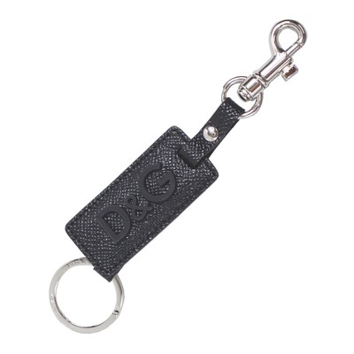 【関税&送料込み】Dolce & Gabbana Keychain With Logoed Lab Dolce Gabbana Keychain Bag Charm Leather Logo Black Unisex