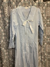 NWT Vintage ILISE Stevens Nightgown Sz Small Baby Blue Cotton Pleated Prairie