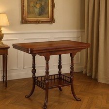 Tavolino da Gioco Antico a Libro Vittoriano Mogano XIX Secolo Originale