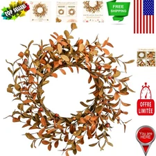 18" Round Fall Wreath with Eucalyptus & Berries - Perfect for Indoor & Outdoor