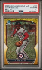 2023 Bowman Mega Box Chrome #169 Edwin Solano Yellow Refractor PSA 10