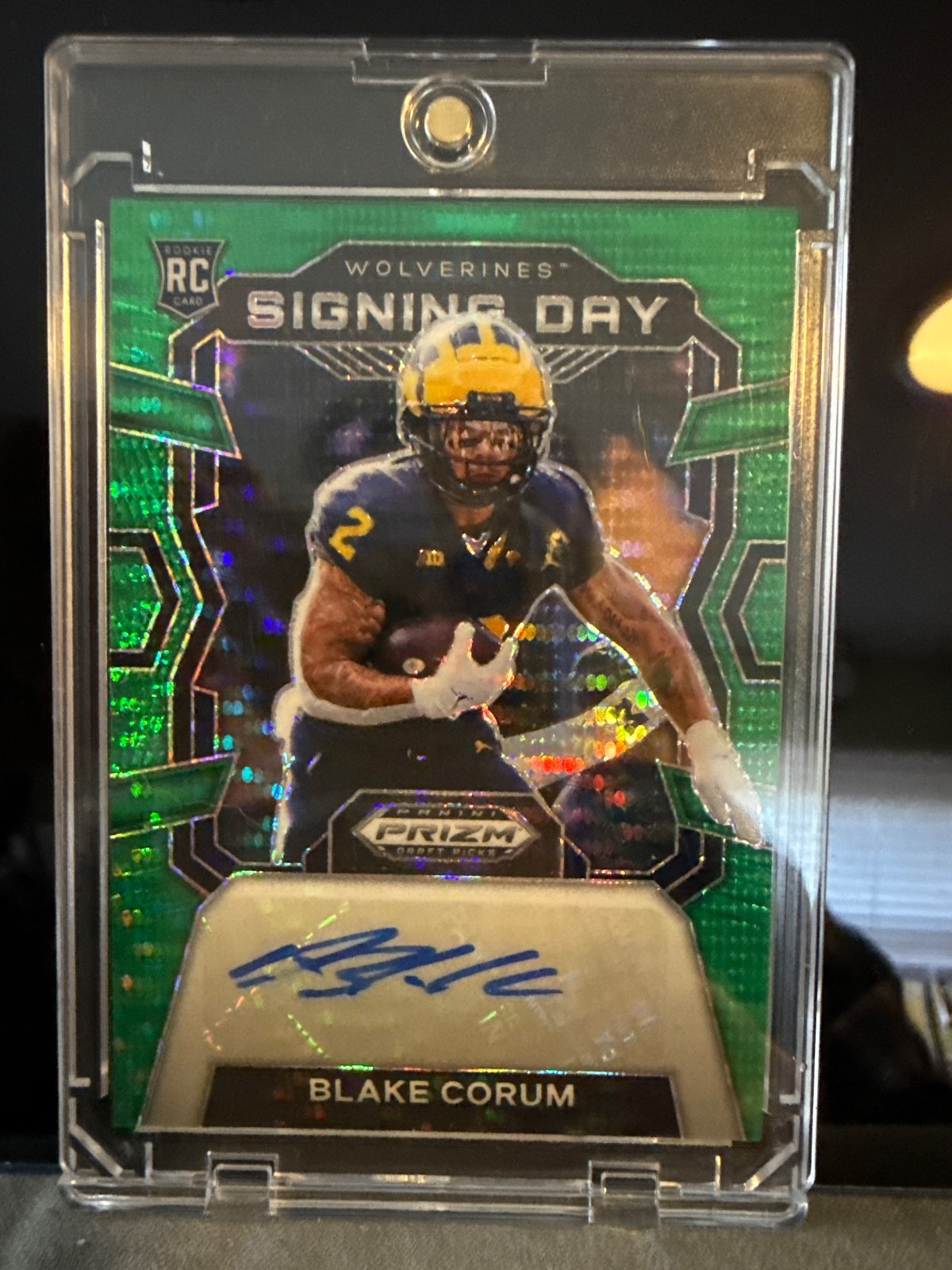 Blake Corum Panini Prizm Draft Picks Signing Day #SDBCM Green Pulsar