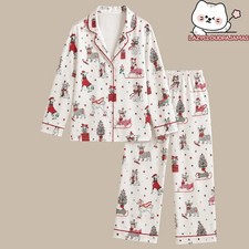 Christmas Dog Print Pajama Set Family Matching Holiday Sleepwear