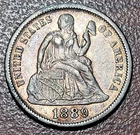 1889 Seated Liberty Dime EF XF Original Toning Problem Free Toned Some Luster