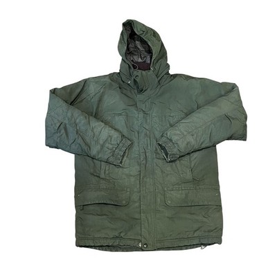 Vintage LL Bean Green Hooded Parka Jacket Small Winter Coat Classic Outerwear